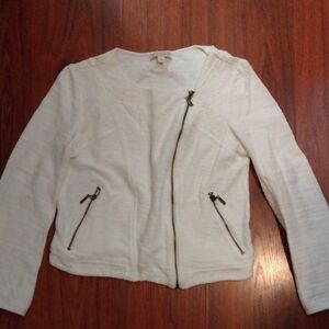 Cd Casual White Jacket with Zipper Details